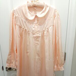 Barbizon Nightgown Peach Flannel Back Size XL
